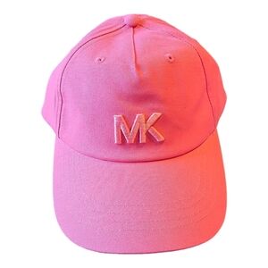 Michael Kors Pink Logo Adjustable Canvas Baseball Cap